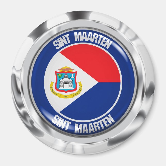 Sint Maarten RundEmblem Magnet (Vorne)