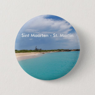 Sint Maarten - St. Martin Beach Scene Button