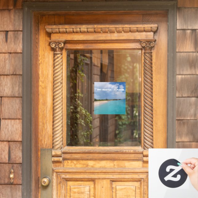 Sint Maarten - St. Martin Beach Scene Fensteraufkleber (Haustür)