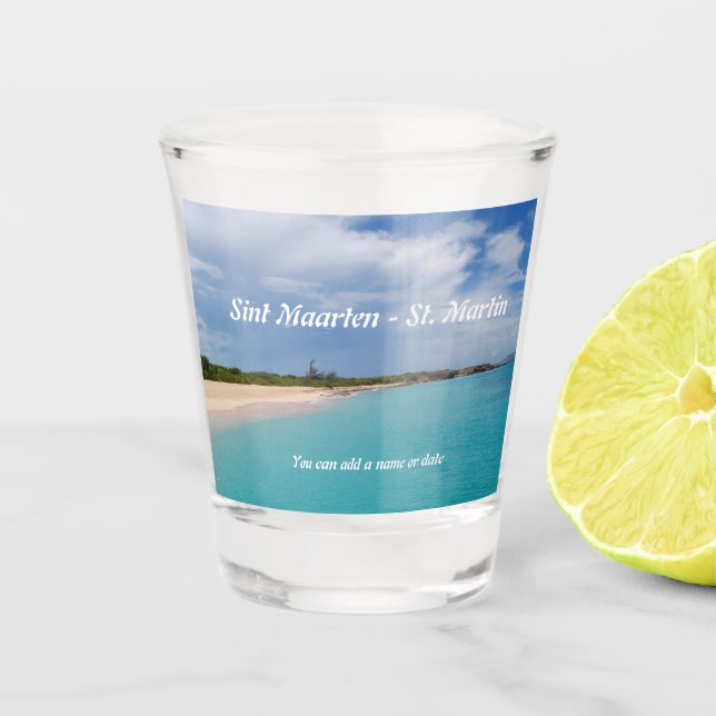 Sint Maarten - St. Martin Beach Scene Schnapsglas (Vorderseite)
