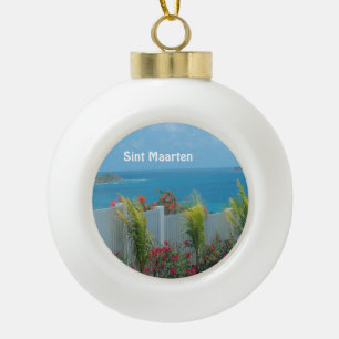 Sint Maarten - St. Martin Ocean Blue Seascape Cer Keramik Kugel-Ornament