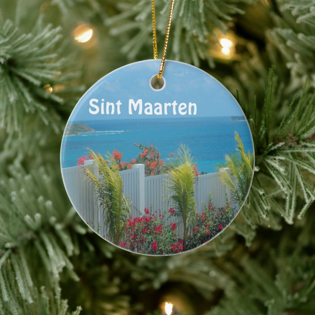 Sint Maarten - St. Martin Ocean Blue Seascape Keramik Ornament (Baum)