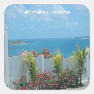 Sint Maarten - St. Martin Ocean Blue Seascape Quadratischer Aufkleber