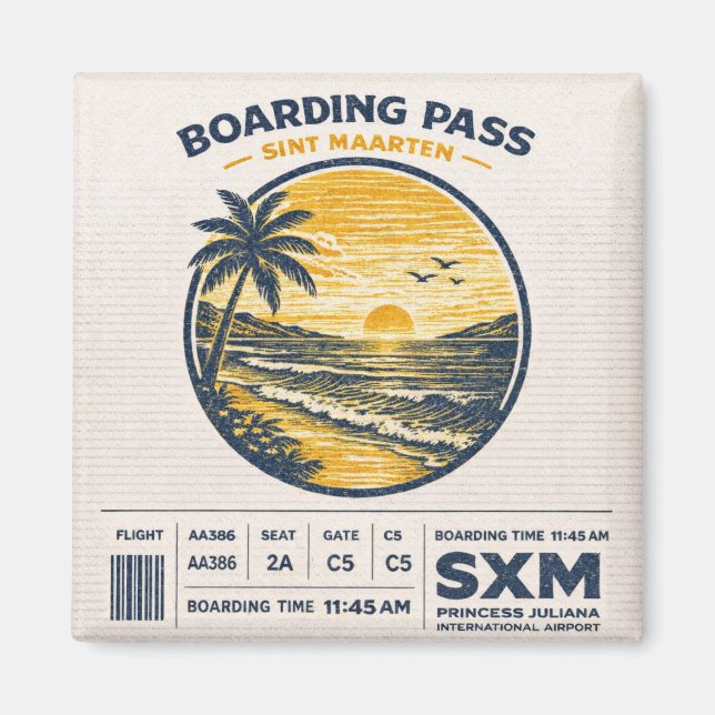 Sint Maarten SXM Vintage-Reiseabzeichen  Magnet (Vorne)