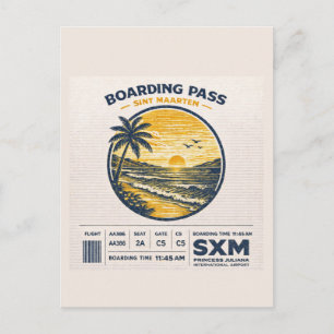 Sint Maarten SXM Vintage Reisebadge  Postkarte