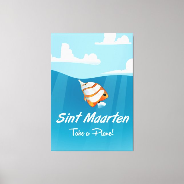 Sint Maarten Urlaubsposter Cartoon. Leinwanddruck (Vorderseite)