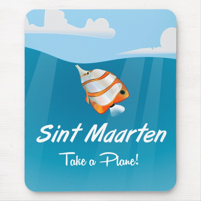 Sint Maarten Urlaubsposter Cartoon. Mousepad (Vorne)