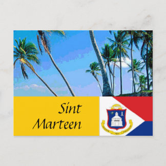Sint Marteen St Martin Flagge und Palmen Postkarte