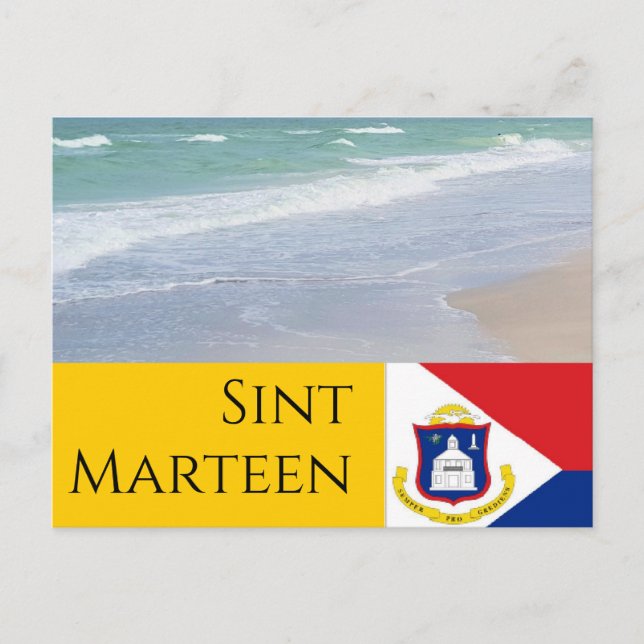 Sint Marteen St Martin Flagge und Strände Postkarte (Vorderseite)