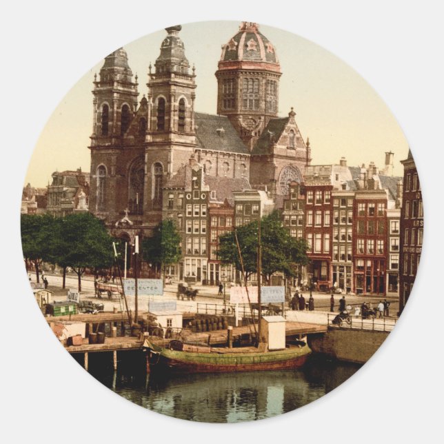 Sint Nicolaaskerk Amsterdam Runder Aufkleber (Vorderseite)