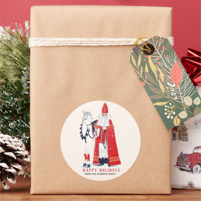 Sinterklaas & Amerigo Runder Aufkleber (Feiertag)