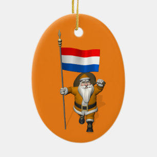 Sinterklaas mit Abzeichen der Niederlande Keramik Ornament
