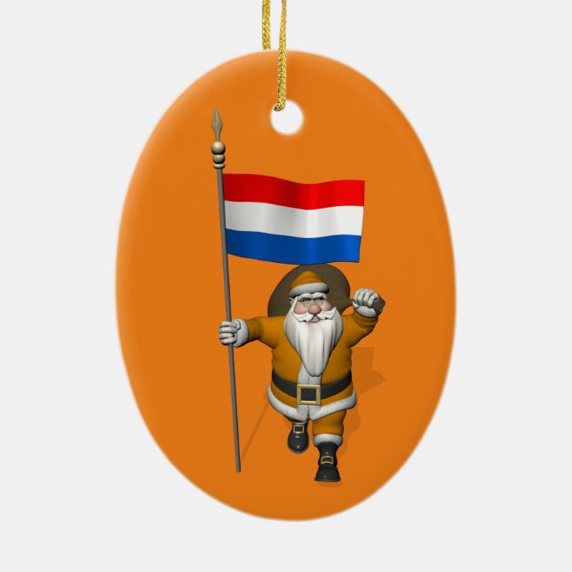 Sinterklaas mit Abzeichen der Niederlande Keramik Ornament (Hinten)