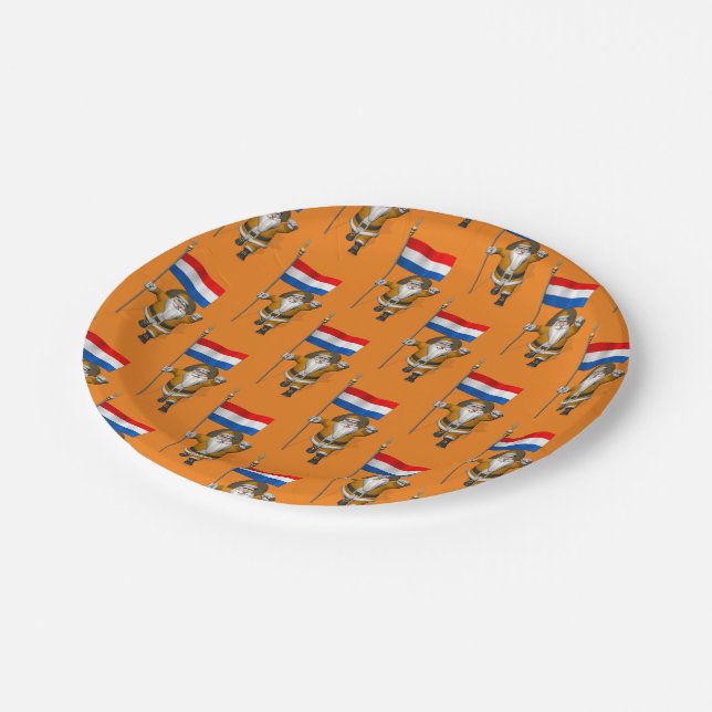 Sinterklaas mit Abzeichen der Niederlande Pappteller (Schrägansicht)