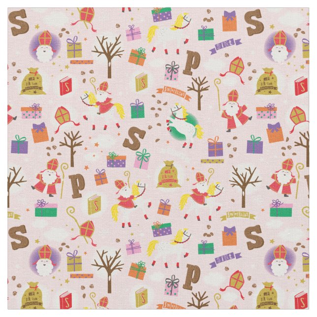 Sinterklaas mit weißem Pferd Stoff (Nahaufnahme)