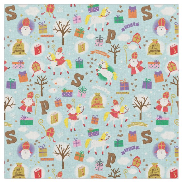 Sinterklaas mit weißem Pferd Stoff (Nahaufnahme)