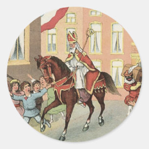 Sinterklaas Niederländischer St. Nick Vintage St. Runder Aufkleber
