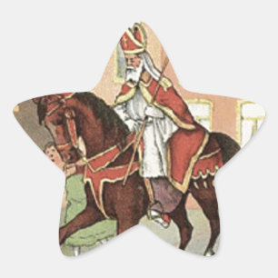 Sinterklaas Niederländischer St. Nick Vintage St.  Stern-Aufkleber