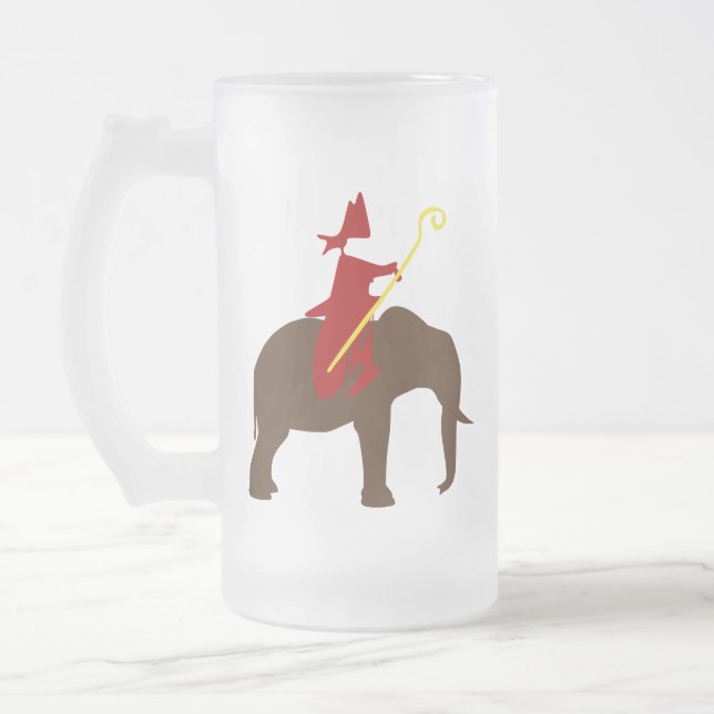 Sinterklaas op een olifant mattglas bierglas (Links)