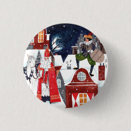 Sinterklaas und Piet auf den Dächern von Amsterdam Button