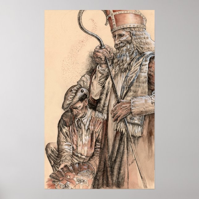 Sinterklaas und Zwarte Piet von Portia St Luke Poster (Vorne)