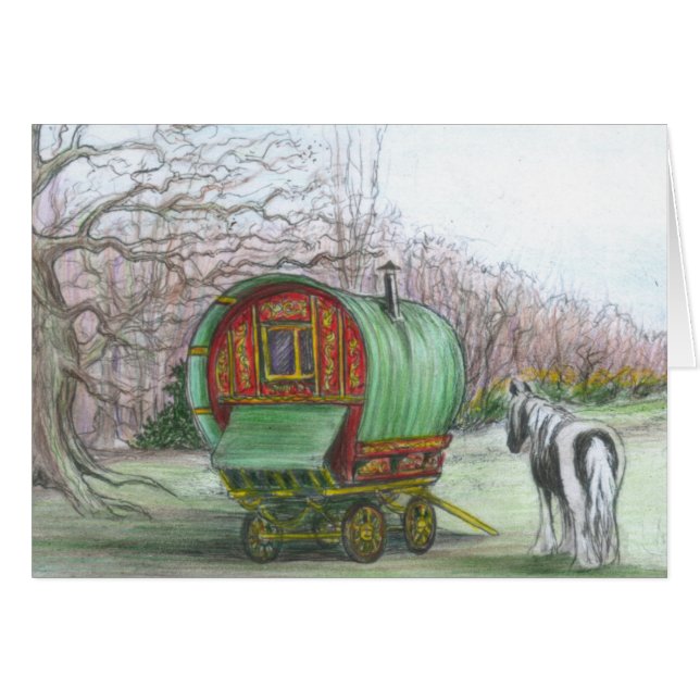Sinti und Roma bowtop Lastwagen und Pferd (Vorderseite (Horizontal))