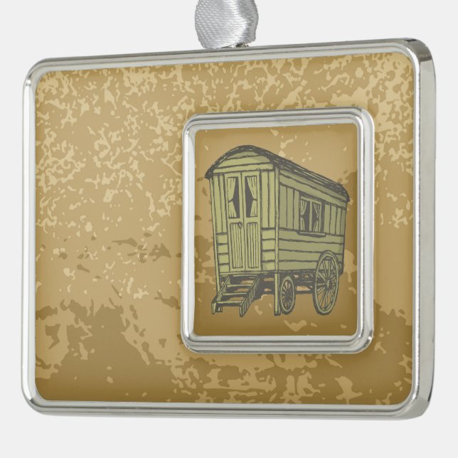 Sinti und Roma Caravan Rahmen-Ornament Silber (Links)