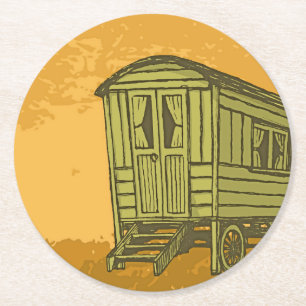 Sinti und Roma Caravan Runder Pappuntersetzer