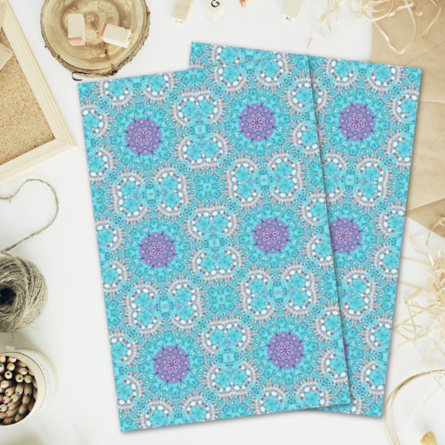 Sinti und Roma Ethnisch bestickt türkisblau-bohemi Seidenpapier (Gypsy Ethnic Embroidery turquoise blue bohemian Tissue Paper)