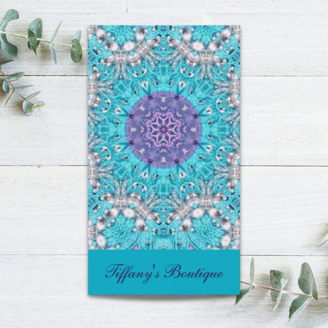 Sinti und Roma Ethnisch bestickt türkisblau-bohemi Visitenkarte (Gypsy Ethnic Embroidery turquoise blue bohemian Business Card)