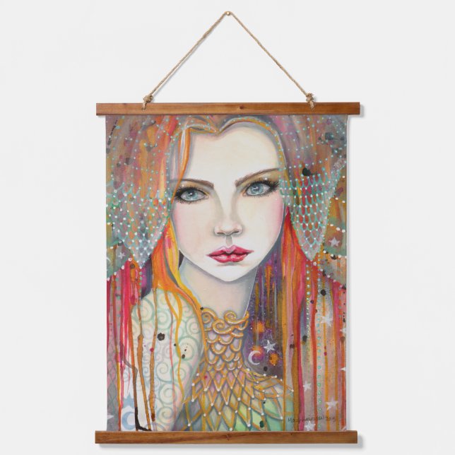Sinti und Roma Fantasy Boho Artwork von Molly Harr Wandteppich Mit Holzrahmen (Vorderseite)