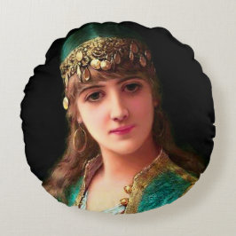 Sinti und Roma-Frau viktorianische Boho Bellydance Rundes Kissen