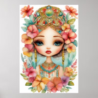 Sinti und Roma Girl mit Beads GERAHMTE ART