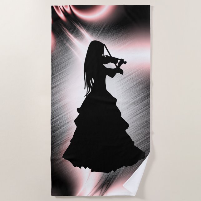 Sinti und Roma Girl Plays Violin Strandtuch (Vorderseite)