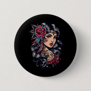 Sinti und Roma Lady _ Boho Style _ Tattoo Art _ Vi Button