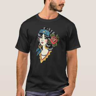 Sinti und Roma Lady Head American Traditional Tatt T-Shirt