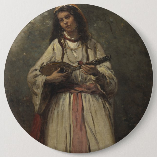 Sinti und Roma-Mädchen mit Mandoline Button (Vorderseite)
