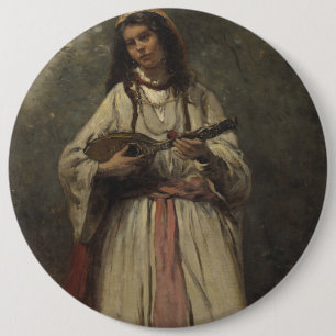 Sinti und Roma-Mädchen mit Mandoline Button