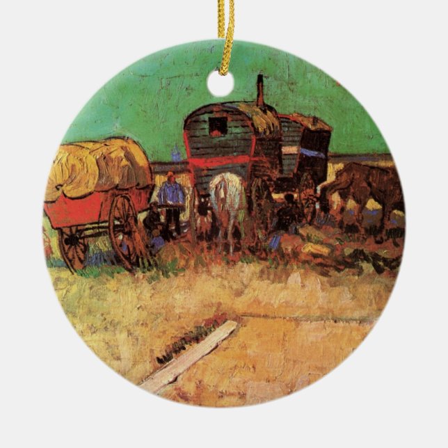 Sinti und Roma mit Caravans von Vincent van Gogh Keramikornament (Vorne)