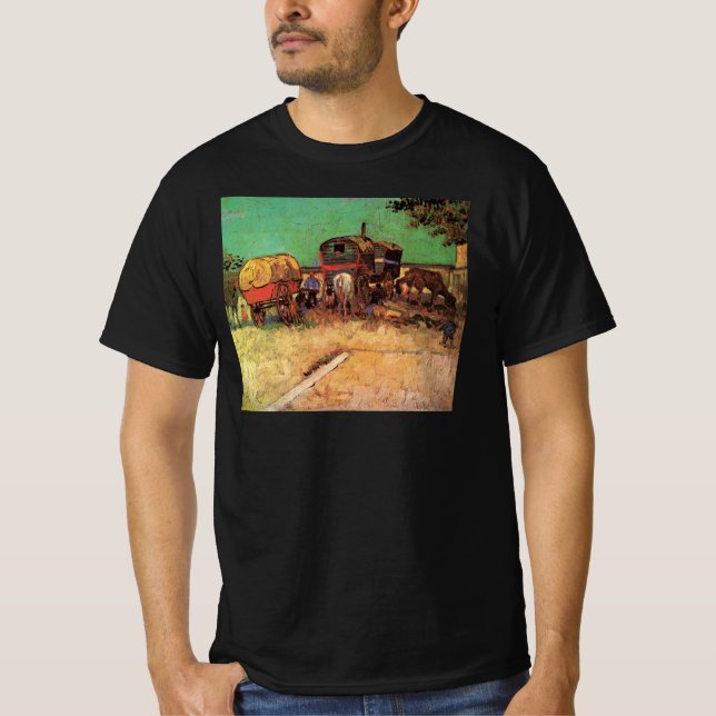 Sinti und Roma mit Caravans von Vincent van Gogh T-Shirt (Vorderseite)