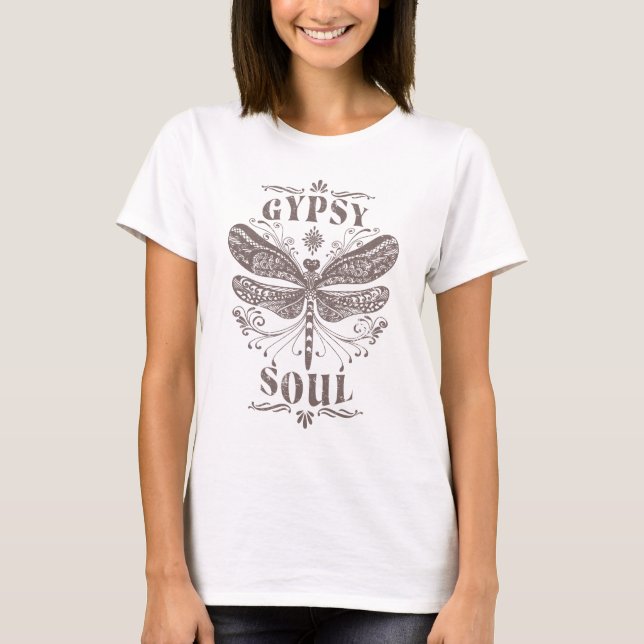 Sinti und Roma Soul - Bohemische Libelle T-Shirt (Vorderseite)