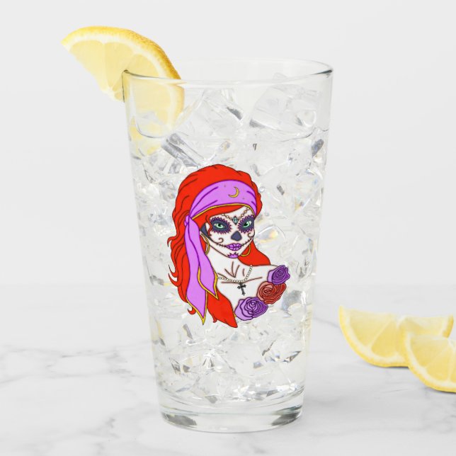 Sinti und Roma Sugar Skull Glas (Vorderseite Ice)