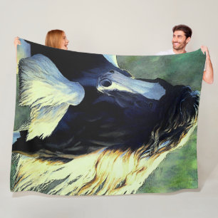 Sinti und Roma Vanner Hengst/Pferd, Schwarzweiß-Pi Fleecedecke