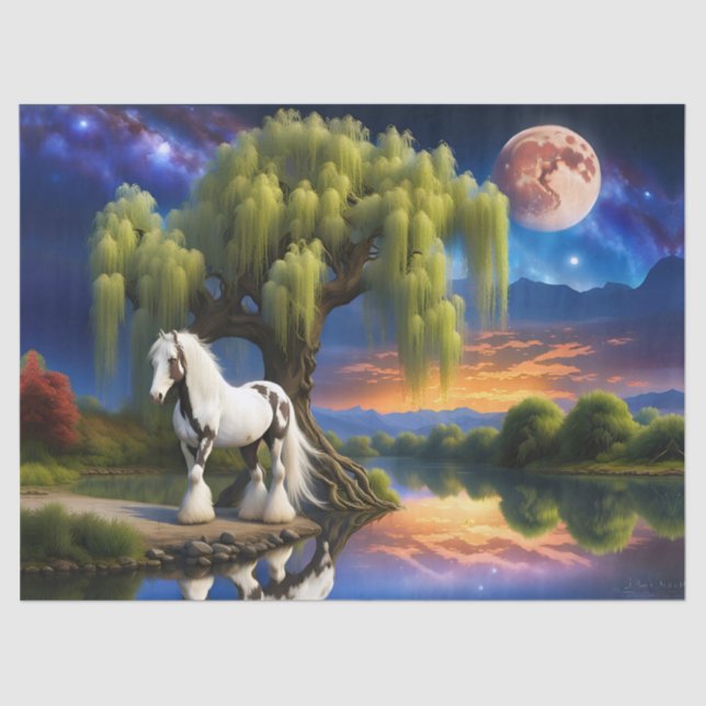 Sinti und Roma Vanner Horse - Willow tree N Vollmo Seidenpapier (Vorderseite)