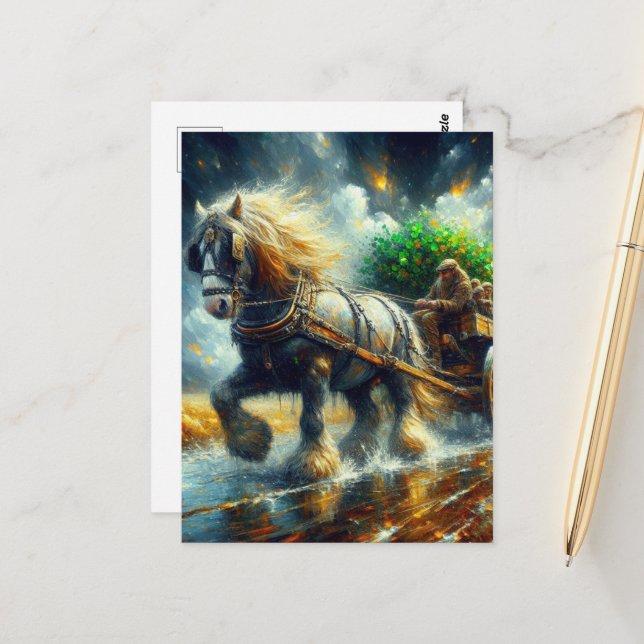 Sinti und Roma Vanner Pulling Kleeblätter und Leut Postkarte (Vorderseite/Rückseite Beispiel)