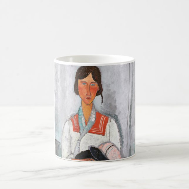 Sinti und Roma Woman mit Baby, Modigliani Kaffeetasse (Mittel)