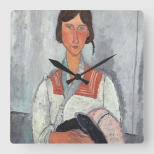Sinti und Roma Woman with Baby, 1919 (Öl auf Leinw Quadratische Wanduhr