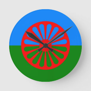Sinti und Romaflaggenuhr Runde Wanduhr