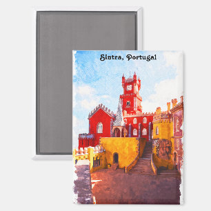 Sintra Portugal City Watercolor Magnet