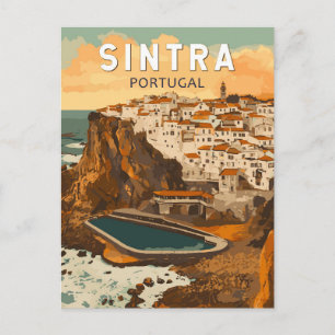 Sintra Portugal Illustration Reise Kunst Vintage Postkarte